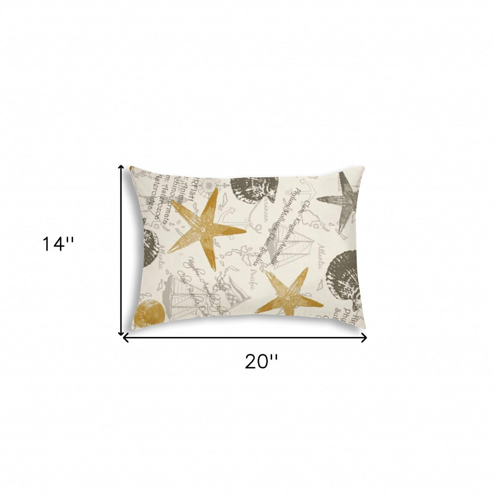 14" X 20" Gold And Cream Boat Blown Seam Coastal Lumbar Indoor Outdoor Pillow - Homeroots - Flyclothing LLC