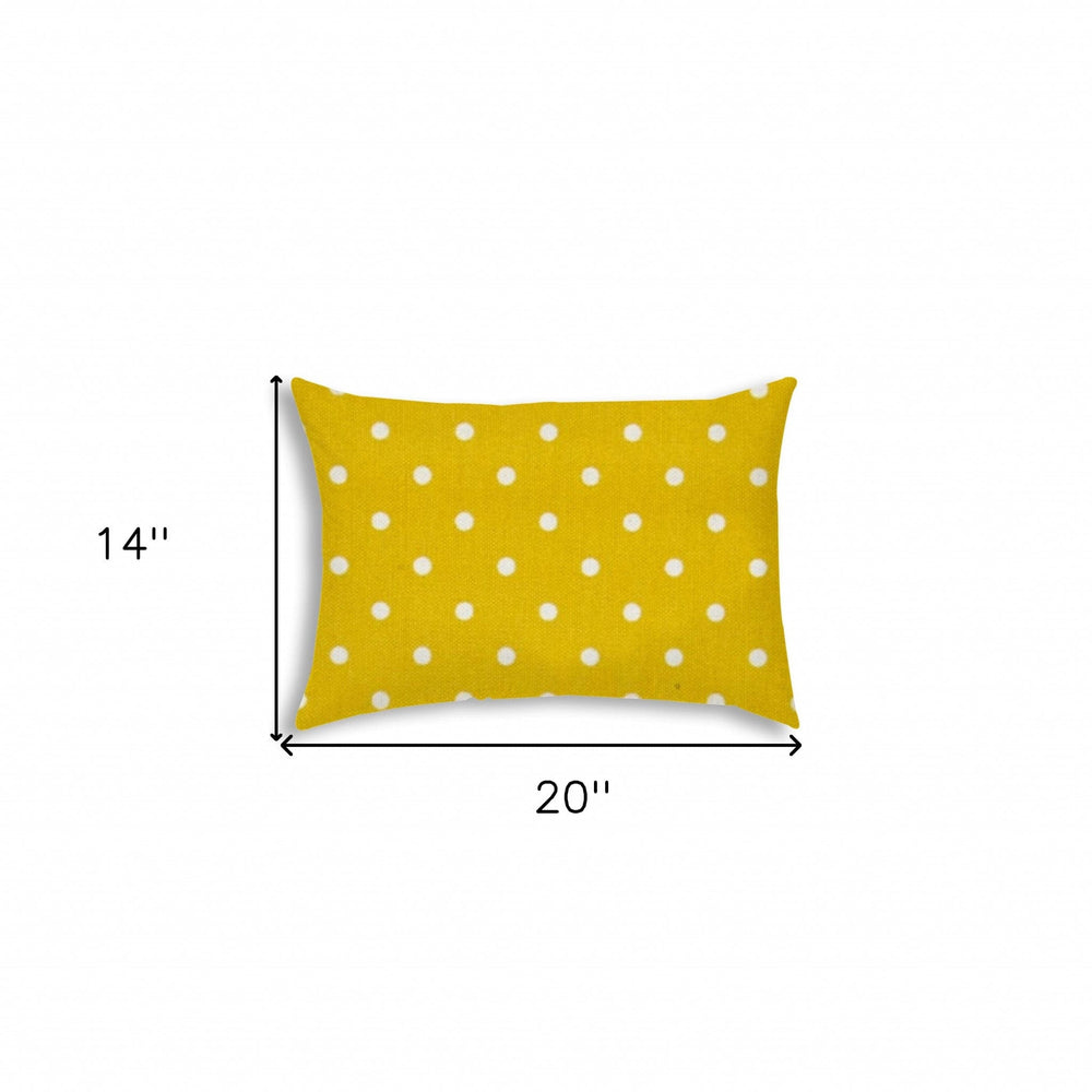 14" X 20" White And Yellow Blown Seam Polka Dots Lumbar Indoor Outdoor Pillow - Homeroots - Flyclothing LLC