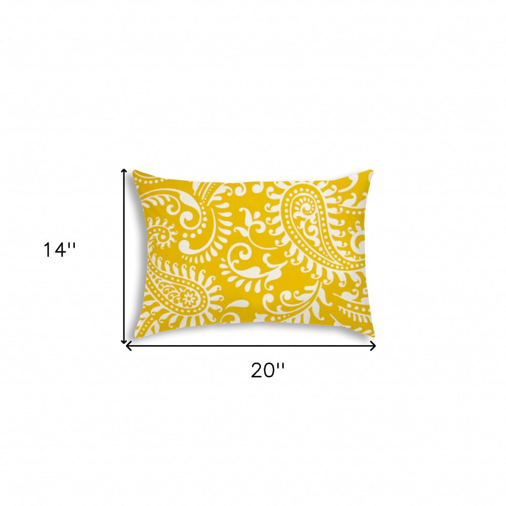 14" X 20" Cream And White Blown Seam Paisley Lumbar Indoor Outdoor Pillow - Homeroots - Flyclothing LLC