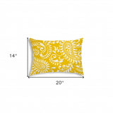 14" X 20" Cream And White Blown Seam Paisley Lumbar Indoor Outdoor Pillow - Homeroots - Flyclothing LLC