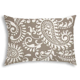 14" X 20" Taupe And White Blown Seam Paisley Lumbar Indoor Outdoor Pillow - Homeroots - Flyclothing LLC