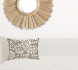 14" X 20" Taupe And White Blown Seam Paisley Lumbar Indoor Outdoor Pillow - Homeroots - Flyclothing LLC