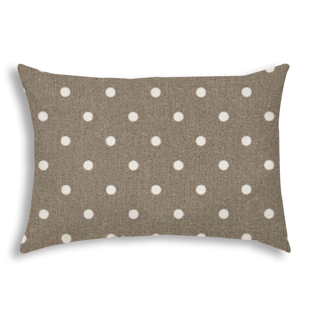 14" X 20" Taupe Polka Dot Indoor Outdoor Throw Pillow - Homeroots - Flyclothing LLC