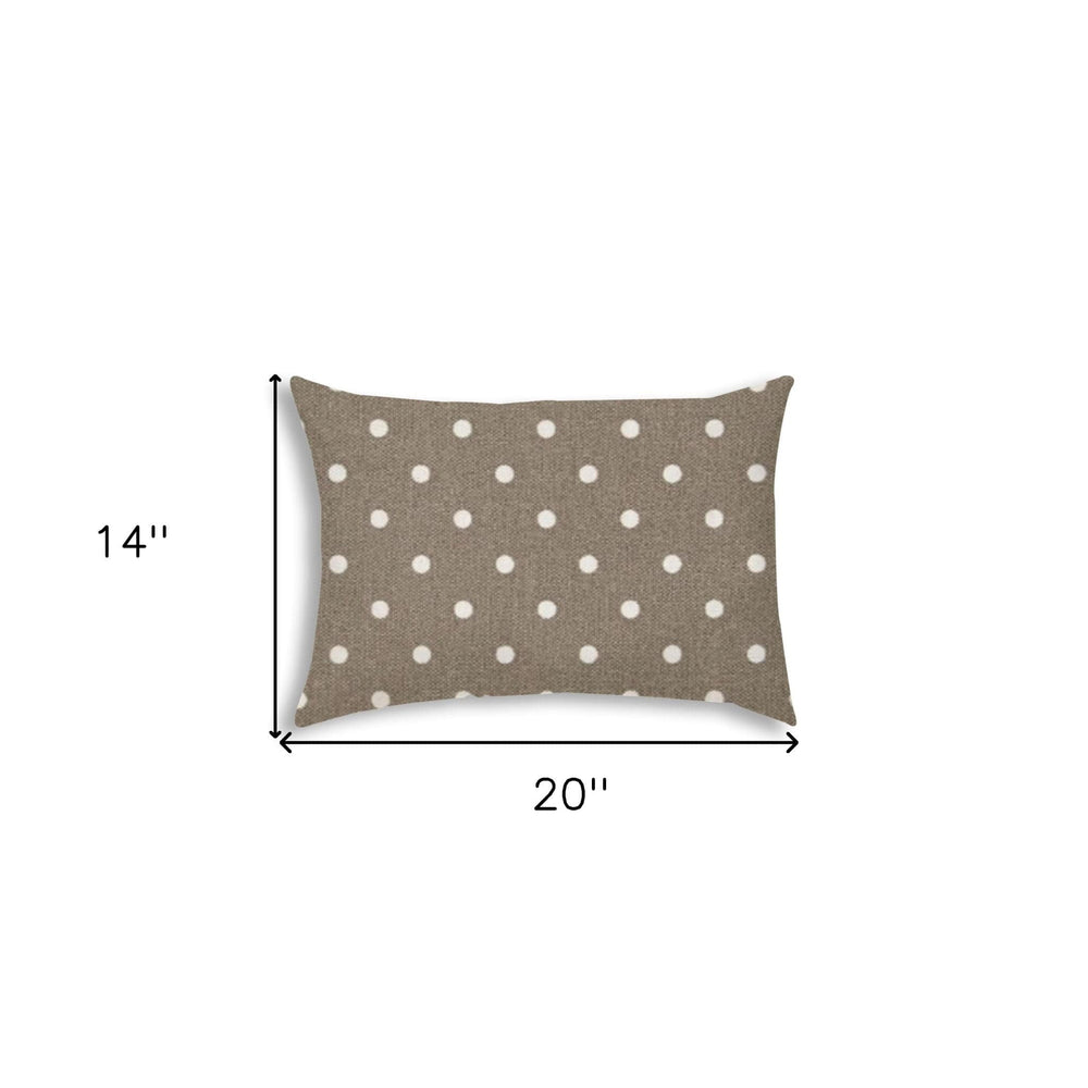 14" X 20" Taupe Polka Dot Indoor Outdoor Throw Pillow - Homeroots - Flyclothing LLC