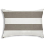 14" X 20" Taupe And Ivory Blown Seam Striped Lumbar Indoor Outdoor Pillow - Homeroots - Flyclothing LLC