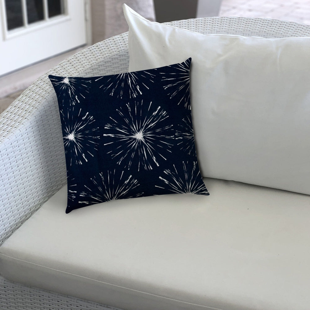 14" X 20" Navy Blue And White Blown Seam Floral Throw Indoor Outdoor Pillow - Homeroots - Flyclothing LLC