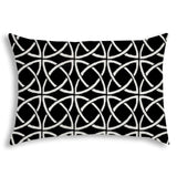 14" X 20" Black And White Blown Seam Interlocking Lumbar Indoor Outdoor Pillow - Homeroots