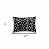 14" X 20" Black And White Blown Seam Interlocking Lumbar Indoor Outdoor Pillow - Homeroots