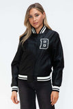 Love Me Now PU Leather Contrast Snap Down Bomber Jacket - Trendsi - Flyclothing LLC