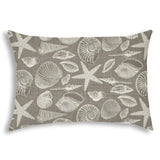 14" X 20" Cream And Gray Seashells Blown Seam Nautical Lumbar Indoor Outdoor Pillow - Homeroots - Flyclothing LLC