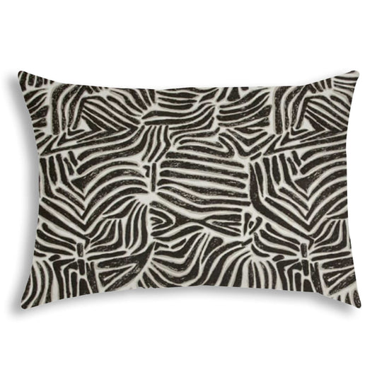 14" X 20" Black And White Safari Animals Blown Seam Animal Print Lumbar Indoor Outdoor Pillow - Homeroots