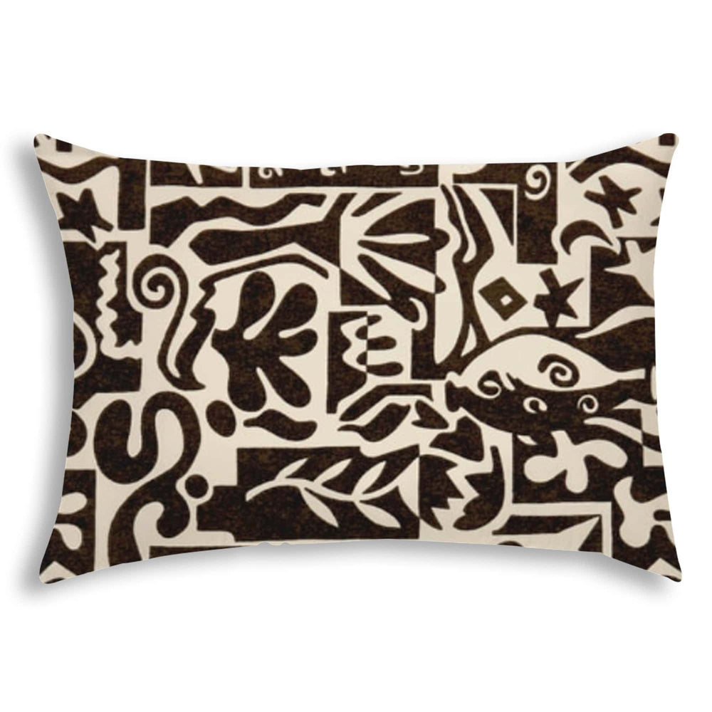 20" X 14" Black and Off White Abstract Indoor Outdoor Throw Pillow With No Decorative Addition - Homeroots