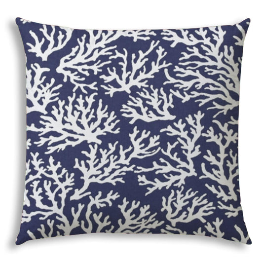 14" X 20" Deep White Corals Blown Seam Coastal Lumbar Indoor Outdoor Pillow - Homeroots