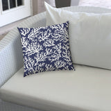14" X 20" Deep White Corals Blown Seam Coastal Lumbar Indoor Outdoor Pillow - Homeroots - Flyclothing LLC