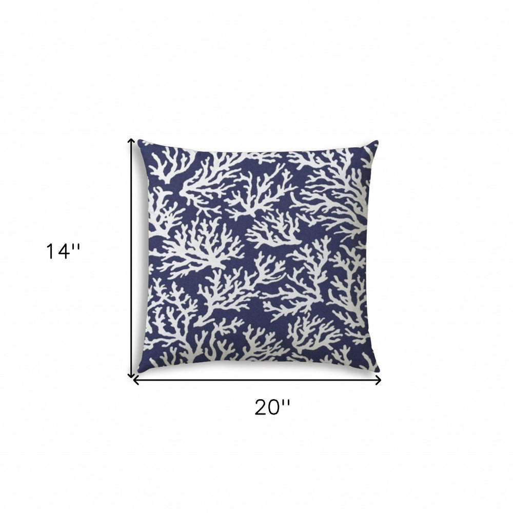 14" X 20" Deep White Corals Blown Seam Coastal Lumbar Indoor Outdoor Pillow - Homeroots - Flyclothing LLC