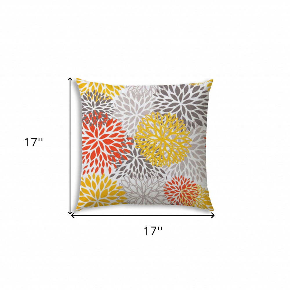 17" X 17" Gray And White Blown Seam Floral Lumbar Indoor Outdoor Pillow - Homeroots - Flyclothing LLC