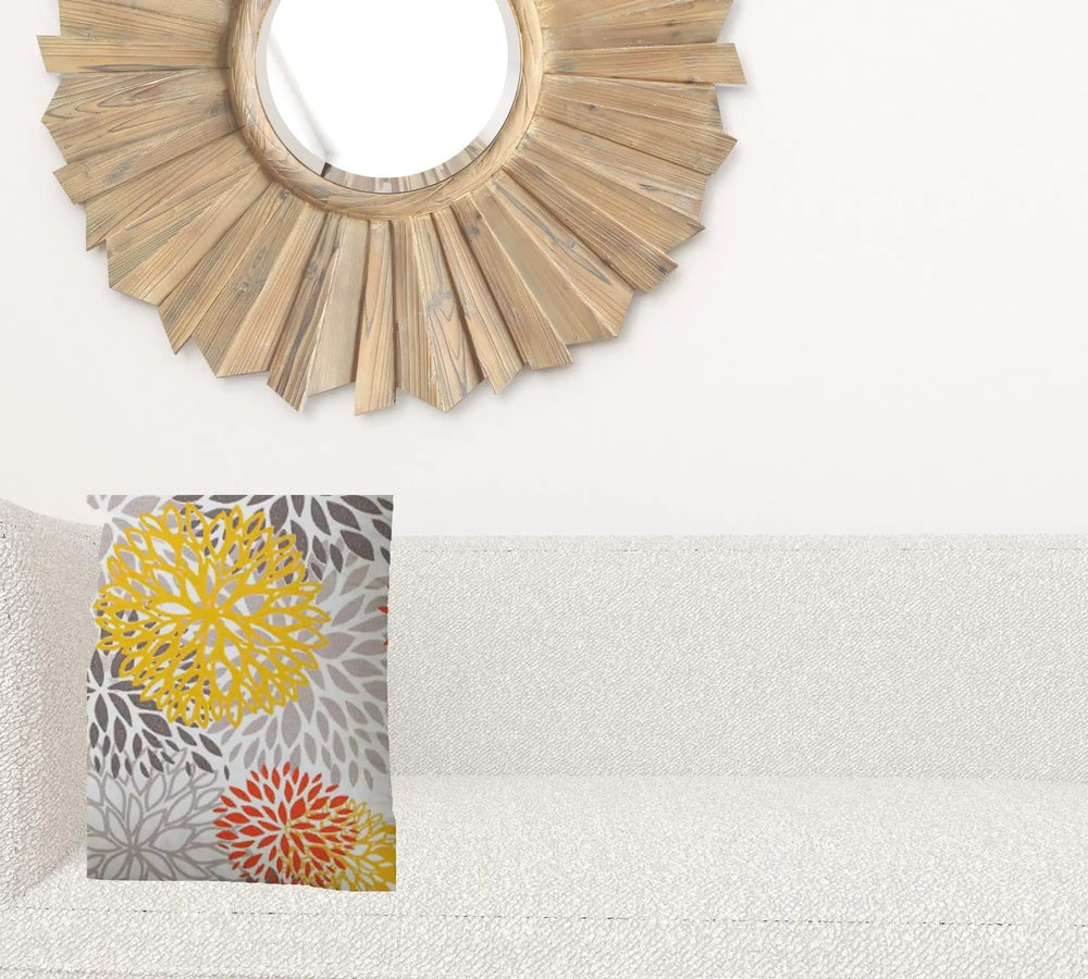 17" X 17" Gray And White Blown Seam Floral Lumbar Indoor Outdoor Pillow - Homeroots - Flyclothing LLC