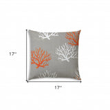 17" X 17" Gray And White Corals Blown Seam Coastal Lumbar Indoor Outdoor Pillow - Homeroots - Flyclothing LLC