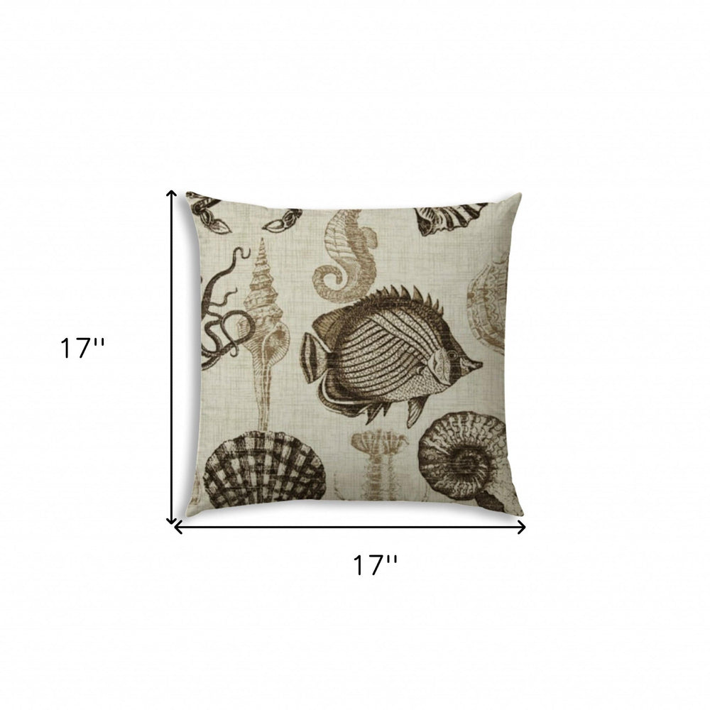 17" X 17" Brown And Natural Brown Fish Blown Seam Coastal Lumbar Indoor Outdoor Pillow - Homeroots - Flyclothing LLC