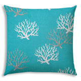 17" X 17" Aqua And White Corals Blown Seam Coastal Lumbar Indoor Outdoor Pillow - Homeroots - Flyclothing LLC