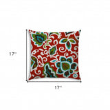 17" X 17" Read And Green Blown Seam Floral Lumbar Indoor Outdoor Pillow - Homeroots - Flyclothing LLC