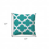 17" X 17" Turquoise And White Blown Seam Quatrefoil Lumbar Indoor Outdoor Pillow - Homeroots - Flyclothing LLC