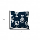 17" X 17" Navy Blue And White Lobster Blown Seam Coastal Lumbar Indoor Outdoor Pillow - Homeroots - Flyclothing LLC