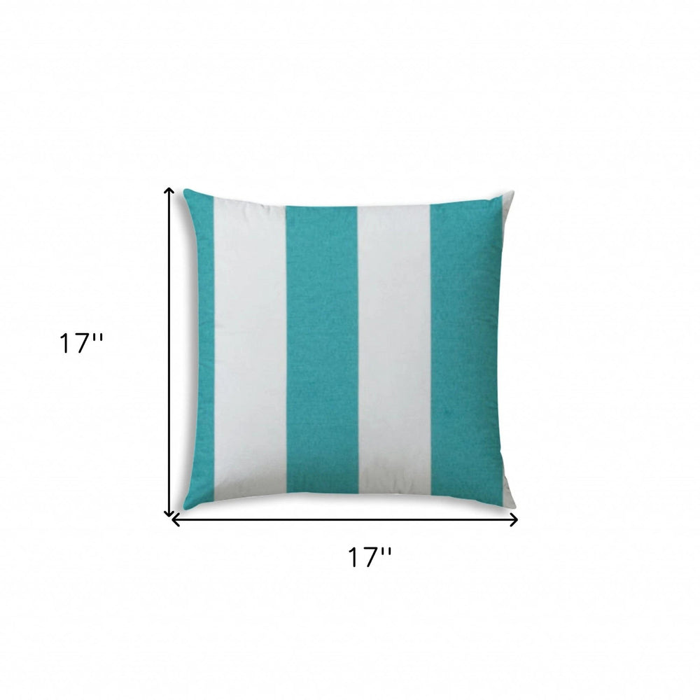 17" X 17" Turquoise And White Blown Seam Striped Lumbar Indoor Outdoor Pillow - Homeroots - Flyclothing LLC