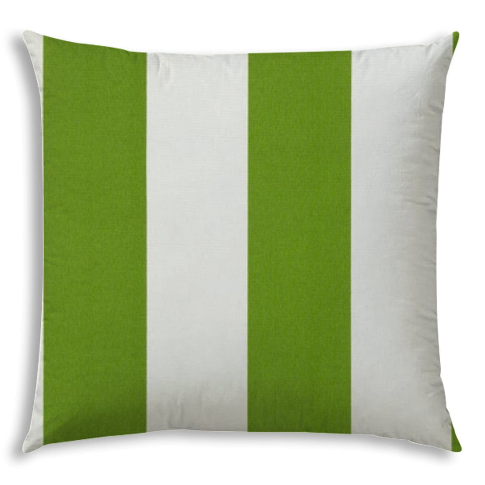 17" X 17" Green And Ivory Blown Seam Striped Lumbar Indoor Outdoor Pillow - Homeroots - Flyclothing LLC