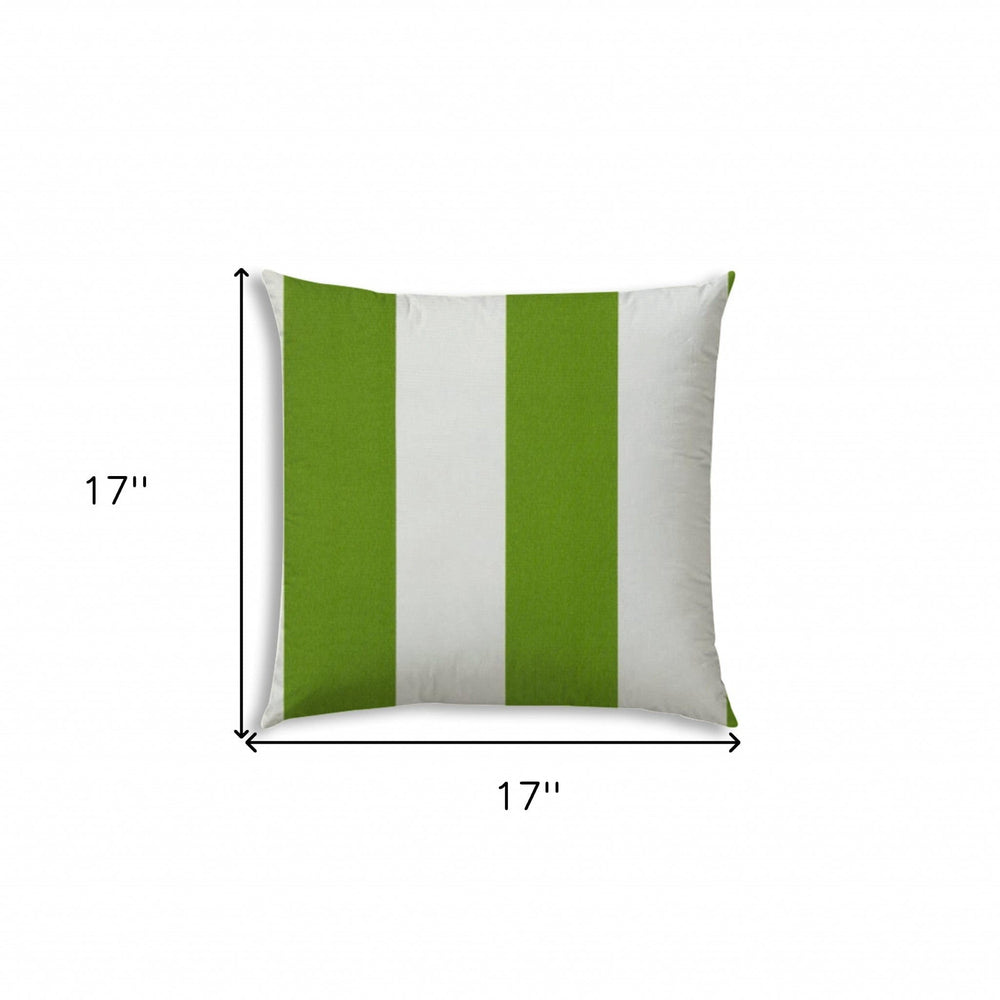 17" X 17" Green And Ivory Blown Seam Striped Lumbar Indoor Outdoor Pillow - Homeroots - Flyclothing LLC