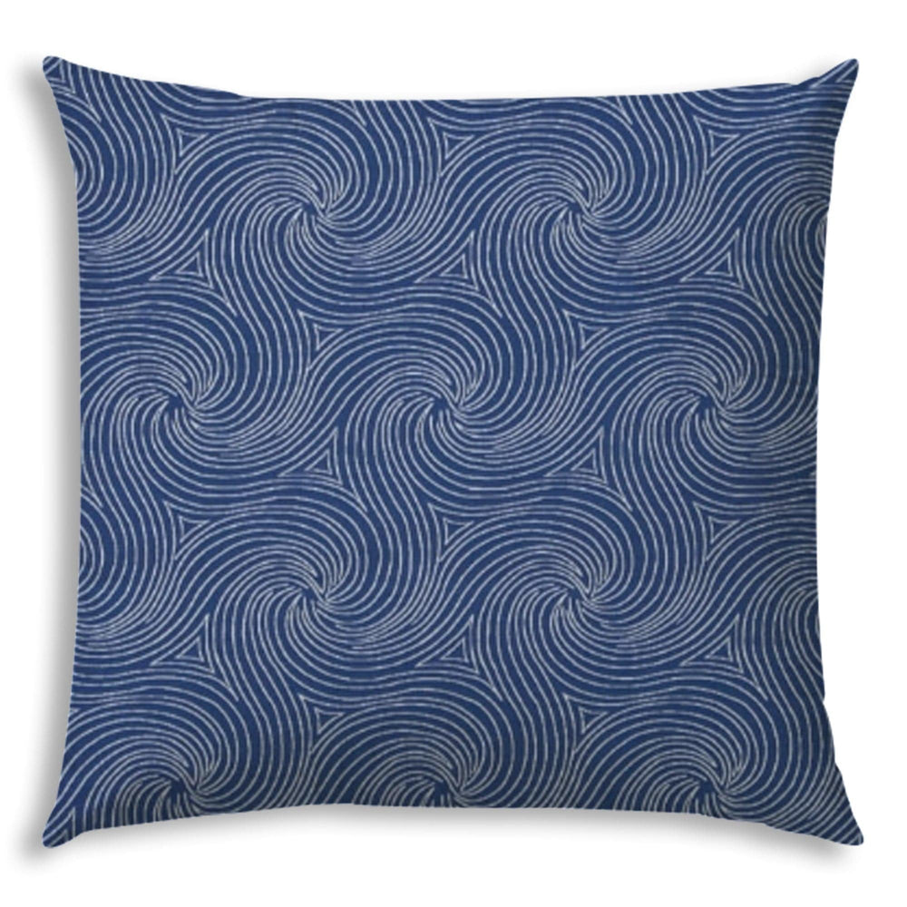17" X 17" Blue And White Blown Seam Swirl Lumbar Indoor Outdoor Pillow - Homeroots