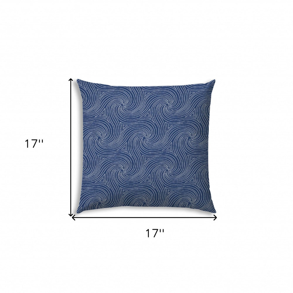 17" X 17" Blue And White Blown Seam Swirl Lumbar Indoor Outdoor Pillow - Homeroots