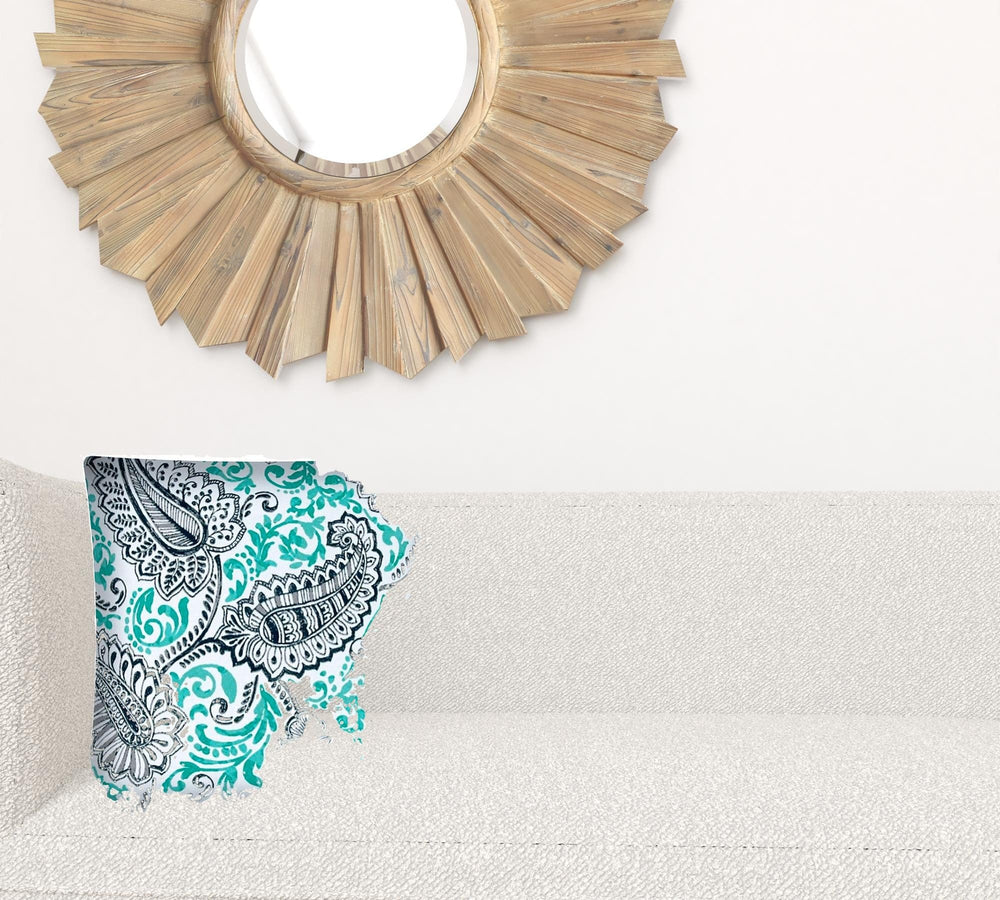 17" X 17" Navy Blue And White Blown Seam Paisley Lumbar Indoor Outdoor Pillow - Homeroots - Flyclothing LLC