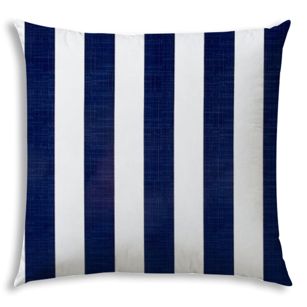 17" X 17" Navy Blue And White Blown Seam Striped Lumbar Indoor Outdoor Pillow - Homeroots - Flyclothing LLC