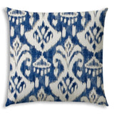 17" X 17" Indigo And Cream Blown Seam Ikat Lumbar Indoor Outdoor Pillow - Homeroots - Flyclothing LLC