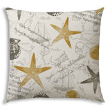 17" Beige and Gold Starfish Coastal Indoor Outdoor Throw Pillow - Homeroots - Flyclothing LLC