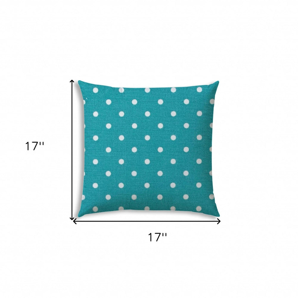 17" X 17" Turquoise Blown Seam Polka Dots Lumbar Indoor Outdoor Pillow - Homeroots - Flyclothing LLC