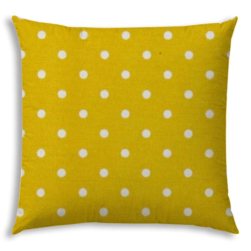 17" X 17" White And Yellow Blown Seam Polka Dots Lumbar Indoor Outdoor Pillow - Homeroots - Flyclothing LLC