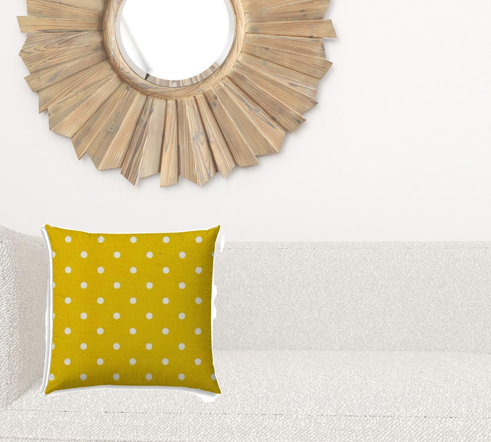 17" X 17" White And Yellow Blown Seam Polka Dots Lumbar Indoor Outdoor Pillow - Homeroots - Flyclothing LLC
