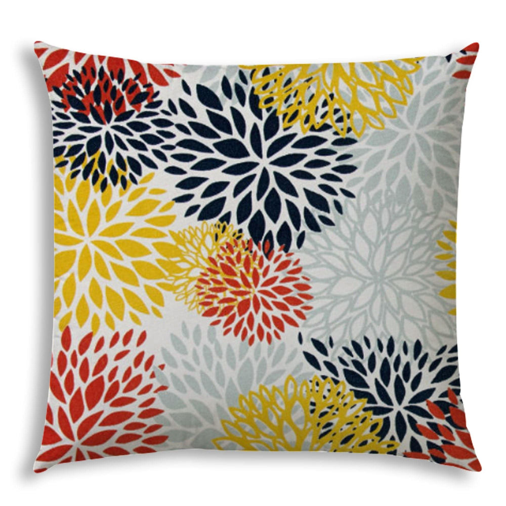17" X 17" White And Red Blown Seam Floral Lumbar Indoor Outdoor Pillow - Homeroots - Flyclothing LLC