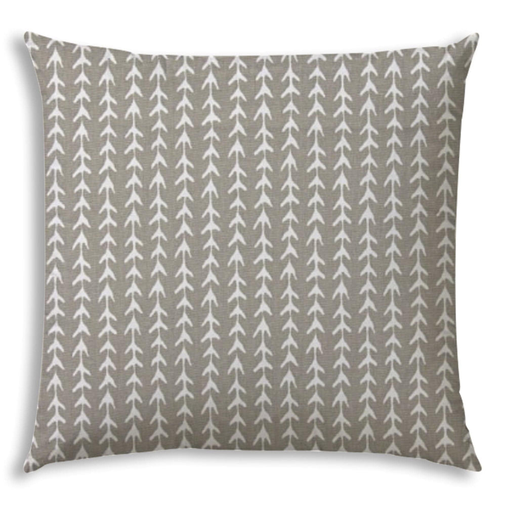 17" X 17" Taupe And White Blown Seam Geometric Lumbar Indoor Outdoor Pillow - Homeroots