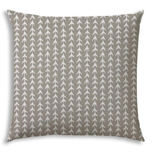 17" X 17" Taupe And White Blown Seam Geometric Lumbar Indoor Outdoor Pillow - Homeroots