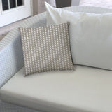 17" X 17" Taupe And White Blown Seam Geometric Lumbar Indoor Outdoor Pillow - Homeroots