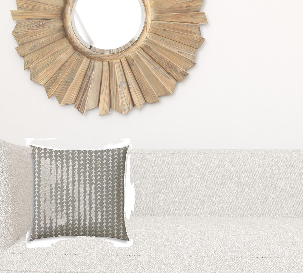 17" X 17" Taupe And White Blown Seam Geometric Lumbar Indoor Outdoor Pillow - Homeroots