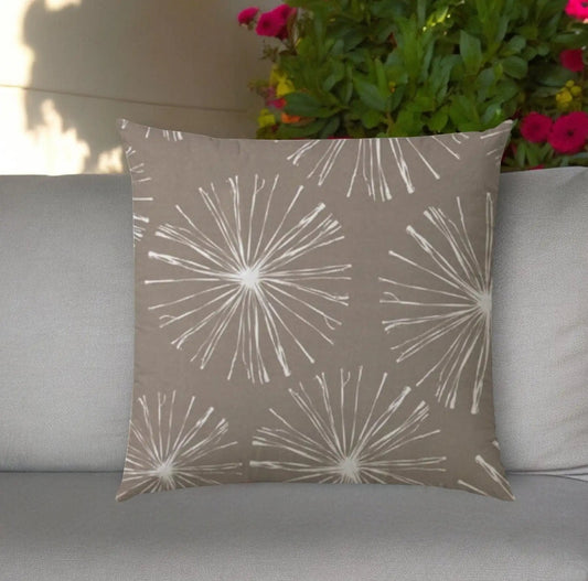 17" Taupe Abstract Indoor Outdoor Throw Pillow - Homeroots