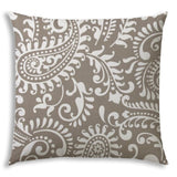 17" X 17" Taupe And White Blown Seam Paisley Lumbar Indoor Outdoor Pillow - Homeroots - Flyclothing LLC