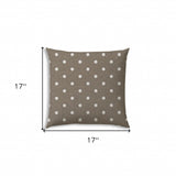 17" Taupe and White Polka Dots Indoor Outdoor Throw Pillow - Homeroots - Flyclothing LLC