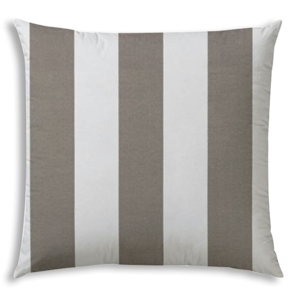 17" X 17" Taupe And Ivory Blown Seam Striped Lumbar Indoor Outdoor Pillow - Homeroots - Flyclothing LLC