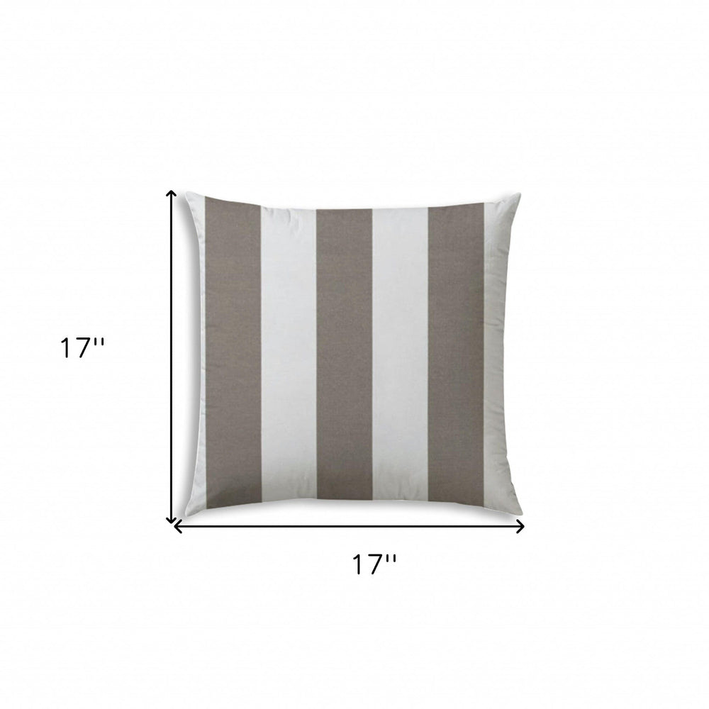 17" X 17" Taupe And Ivory Blown Seam Striped Lumbar Indoor Outdoor Pillow - Homeroots - Flyclothing LLC