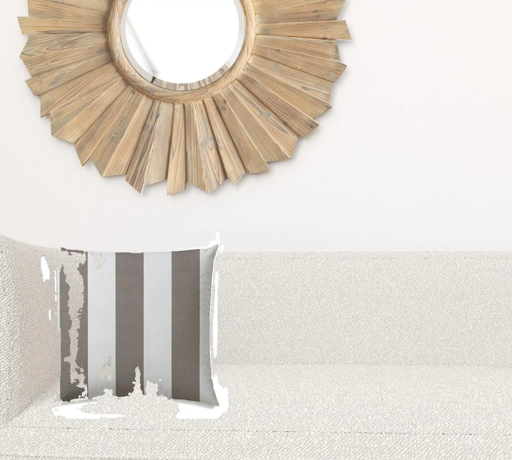 17" X 17" Taupe And Ivory Blown Seam Striped Lumbar Indoor Outdoor Pillow - Homeroots - Flyclothing LLC